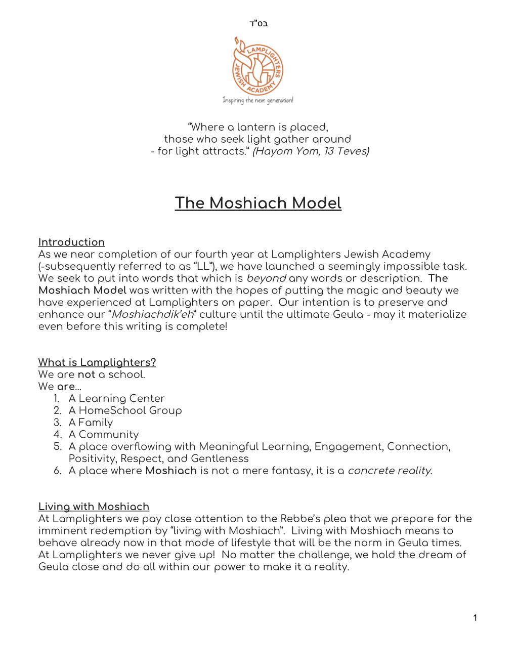 The Moshiach Model