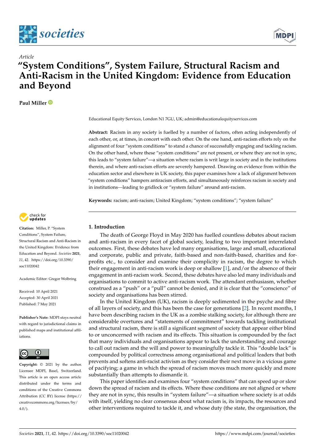 System Failure, Structural Racism and Anti-Racism in the United Kingdom: Evidence from Education and Beyond