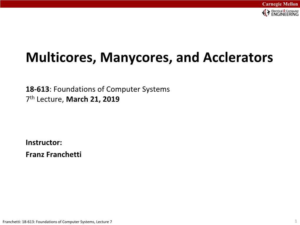 How to Write Fast Code SIMD Vectorization, Part 1 18-645, Spring 2008 12Th Lecture, Feb. 27Th