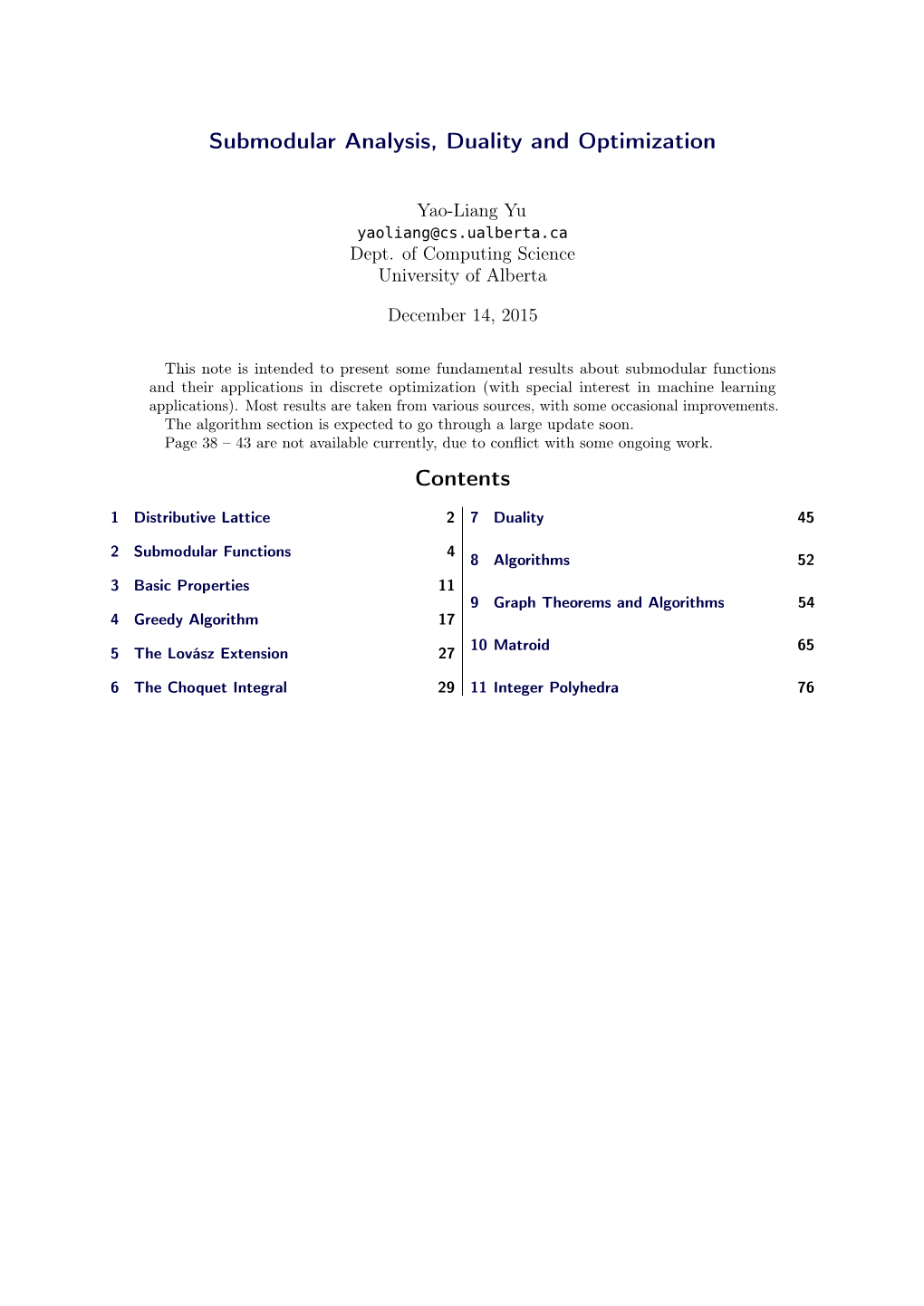 Submodular Analysis, Duality and Optimization