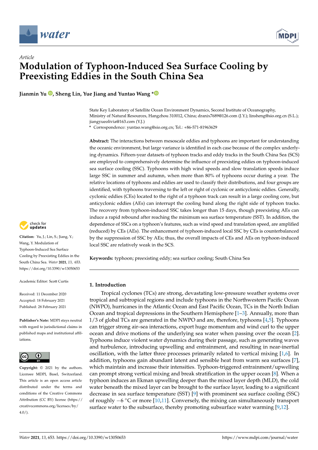 Modulation of Typhoon-Induced Sea Surface Cooling by Preexisting Eddies in the South China Sea