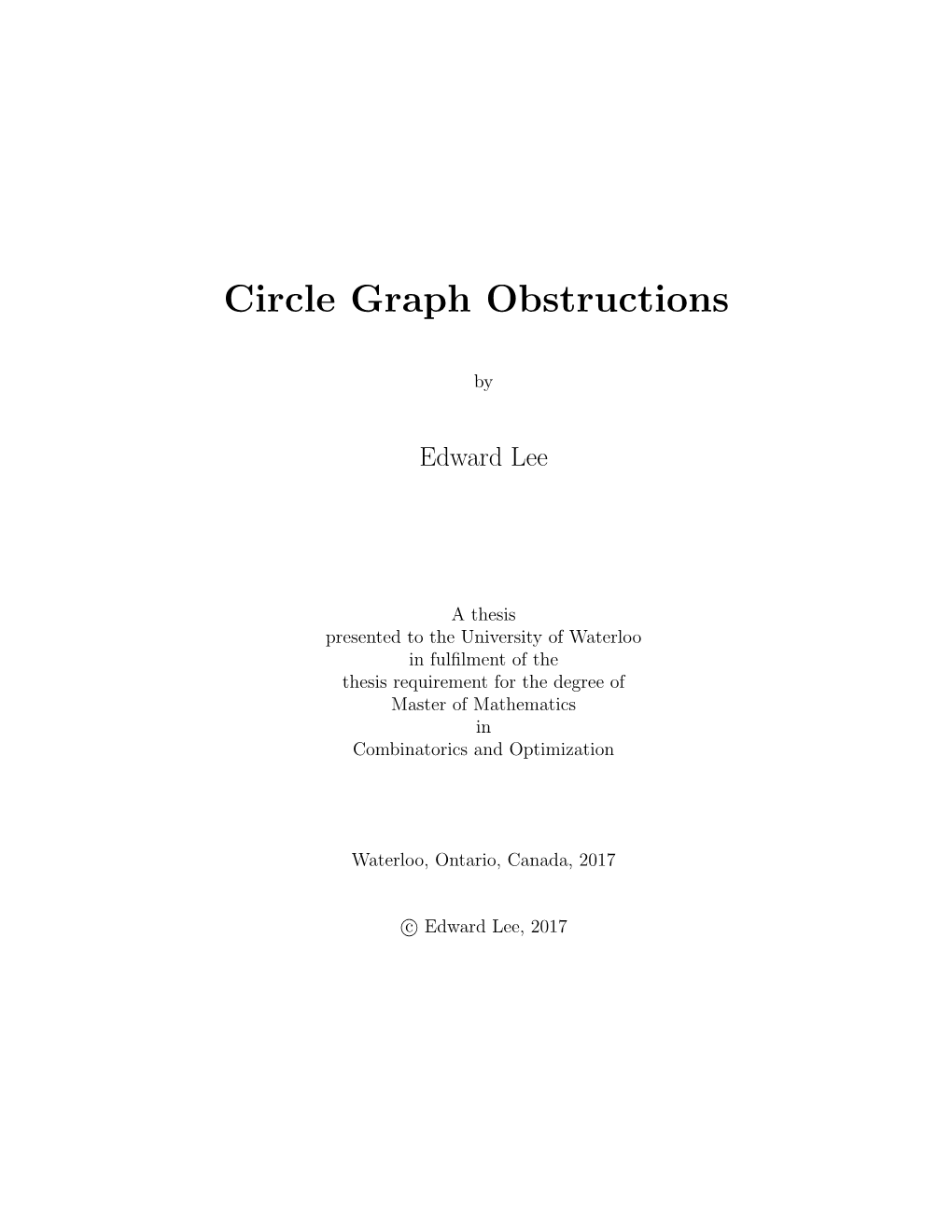 Circle Graph Obstructions