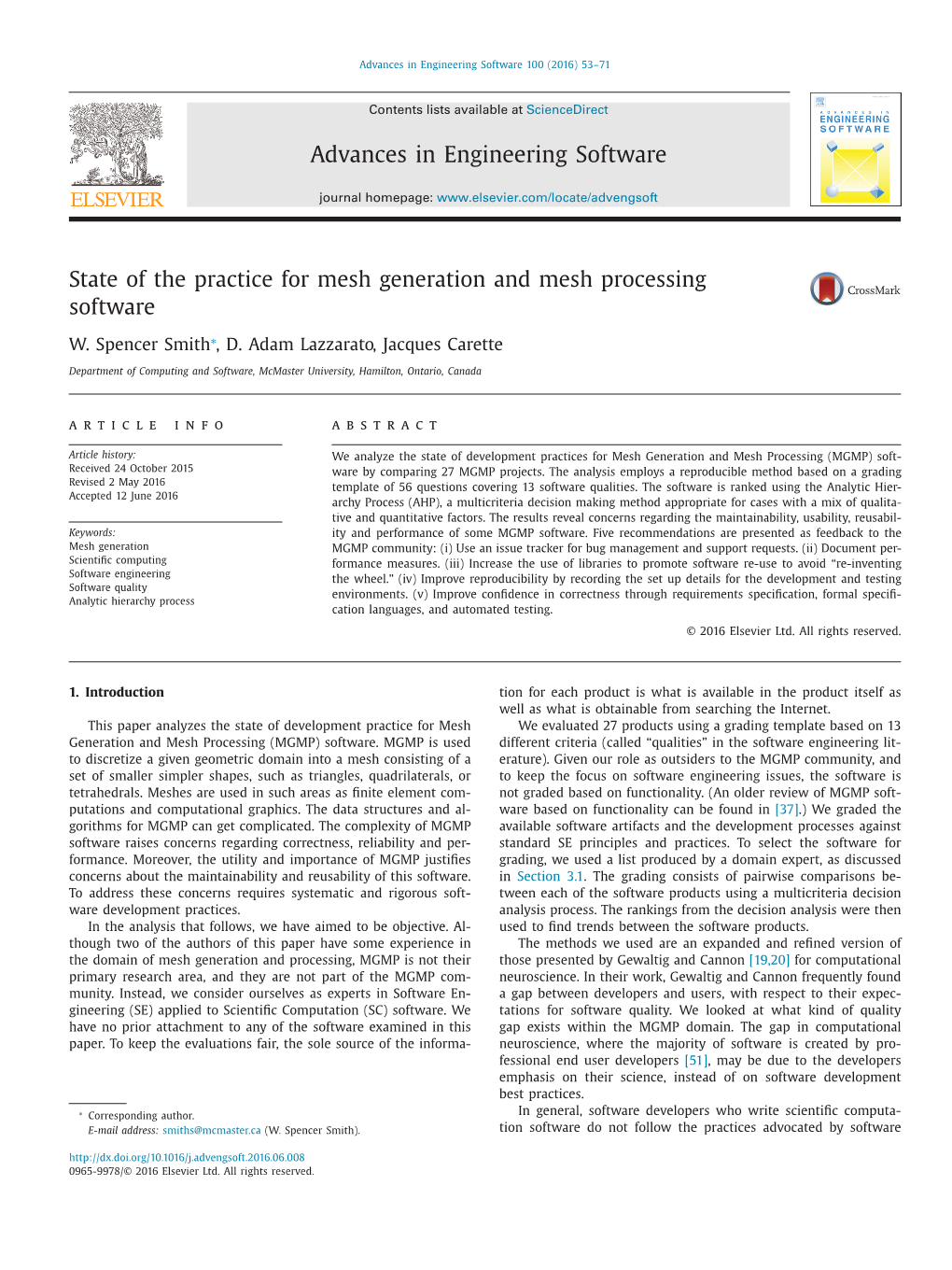 State of the Practice for Mesh Generation and Mesh Processing Software