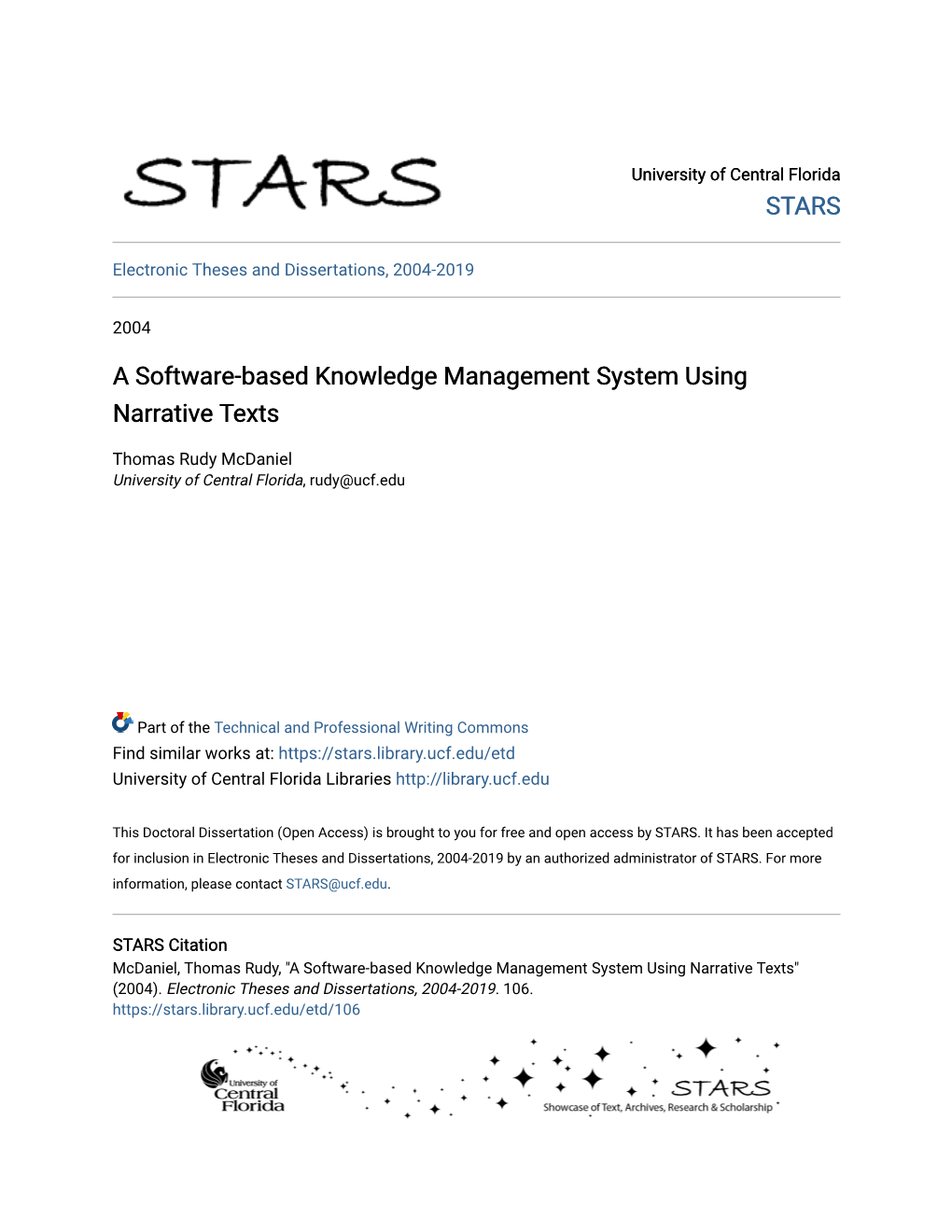 A Software-Based Knowledge Management System Using Narrative Texts