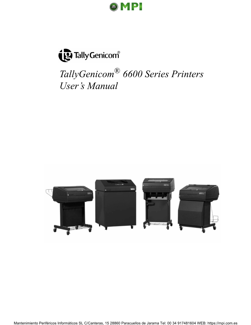 Tallygenicom 6600 Series Printers User's Manual