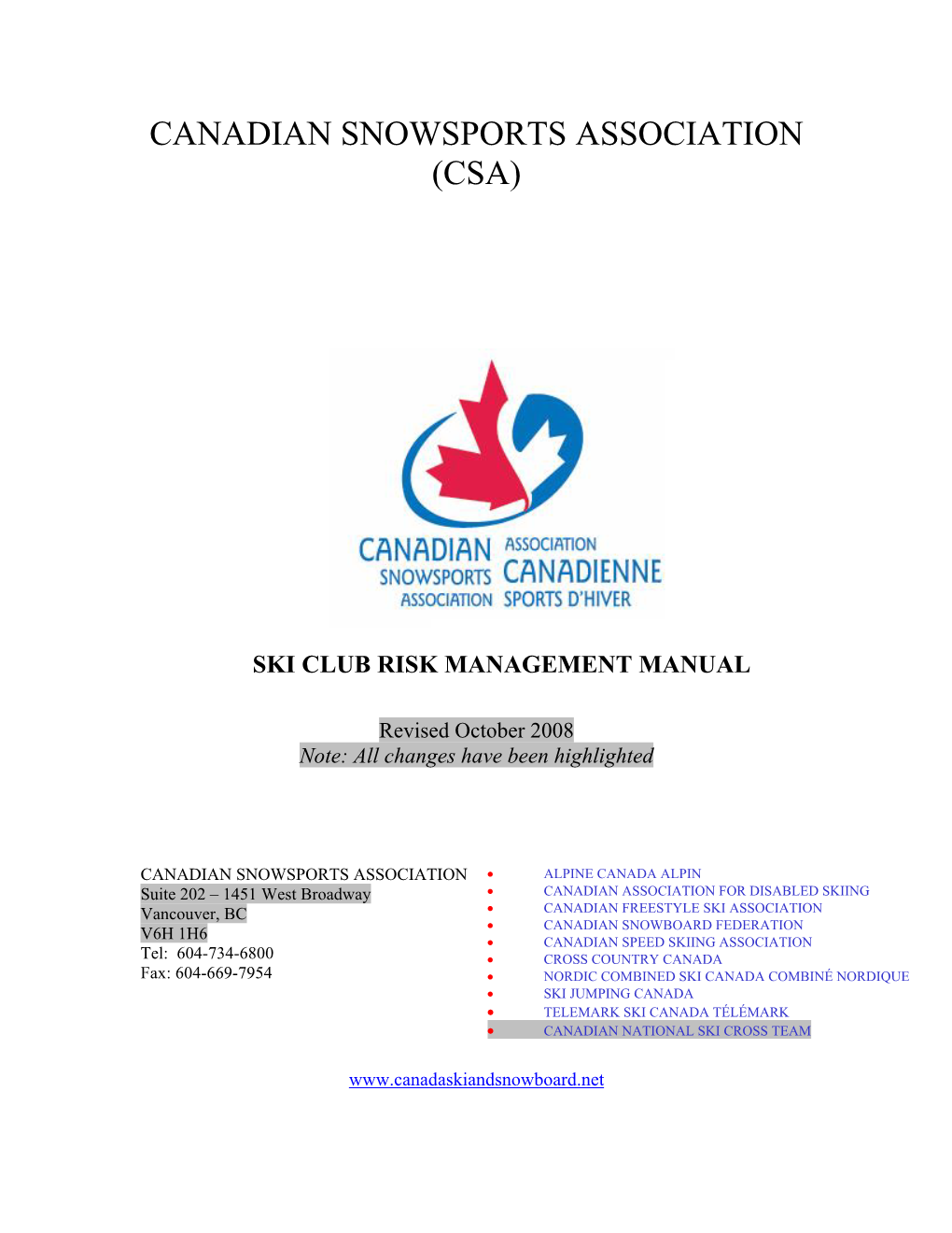 Canadian Snowsports Association (Csa)