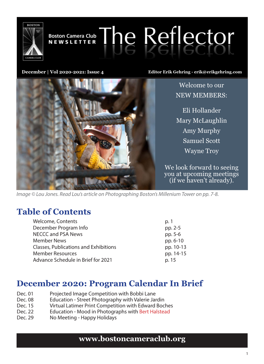 Table of Contents December 2020: Program