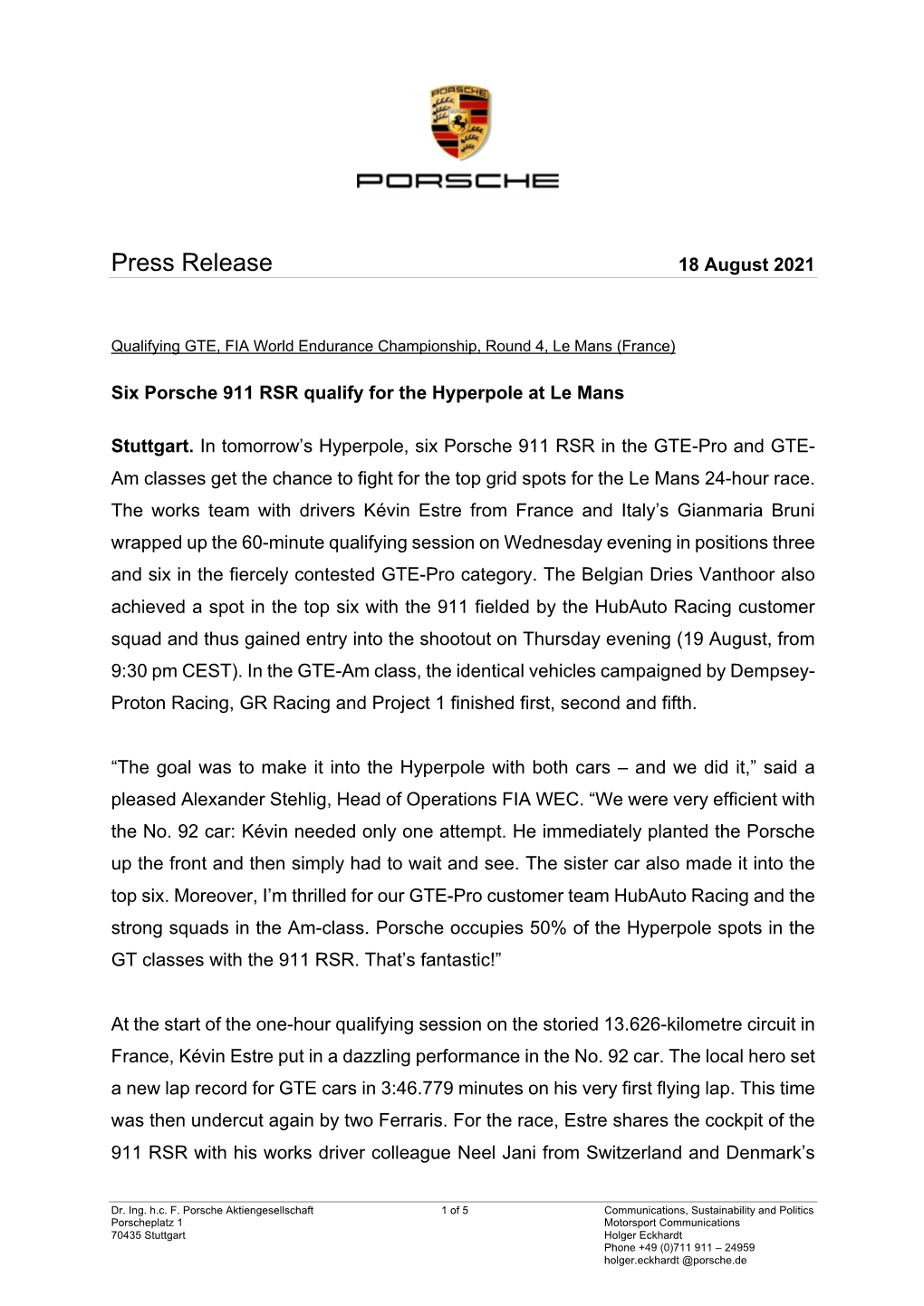 Press Release 18 August 2021