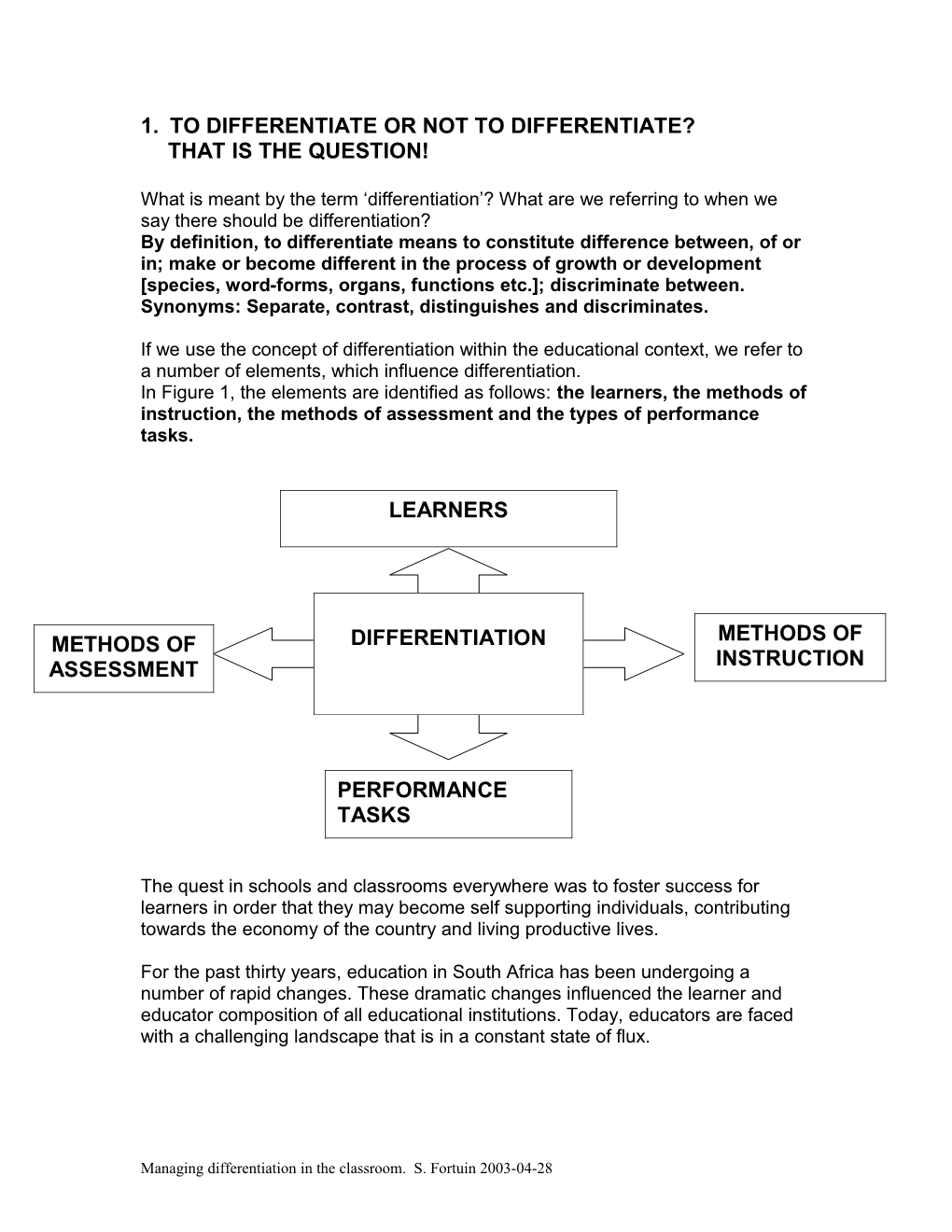 Managing Differentiation in the Classroom