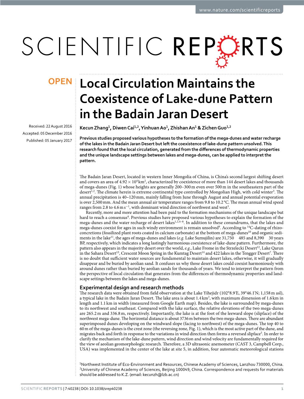 Local Circulation Maintains the Coexistence of Lake-Dune Pattern