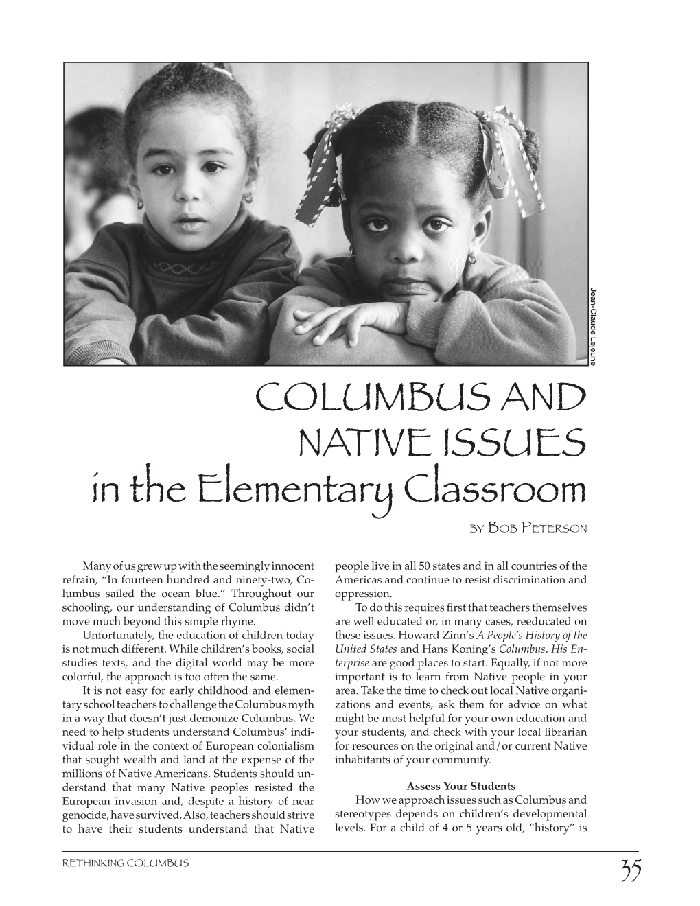 Columbus and Native Issues in the Elementary Classroom by Bob Peterson
