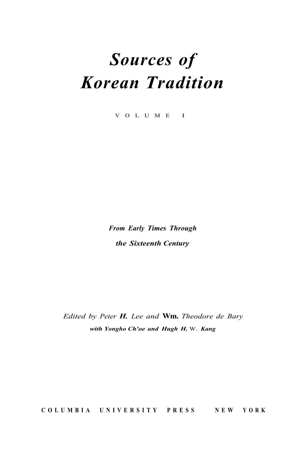 Sources of Korean Tradition