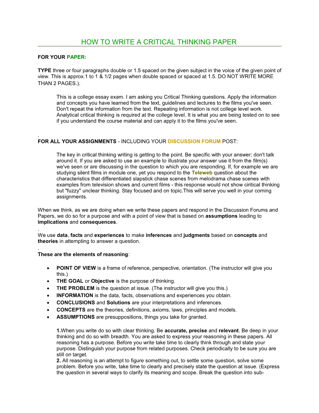 How to Write a Critical Thinking Paper