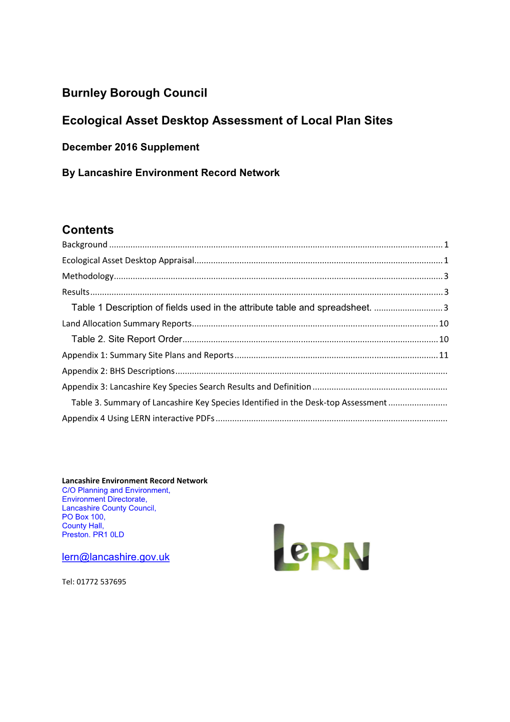 Ecological Asset Desktop Assessment of Local Plan Sites