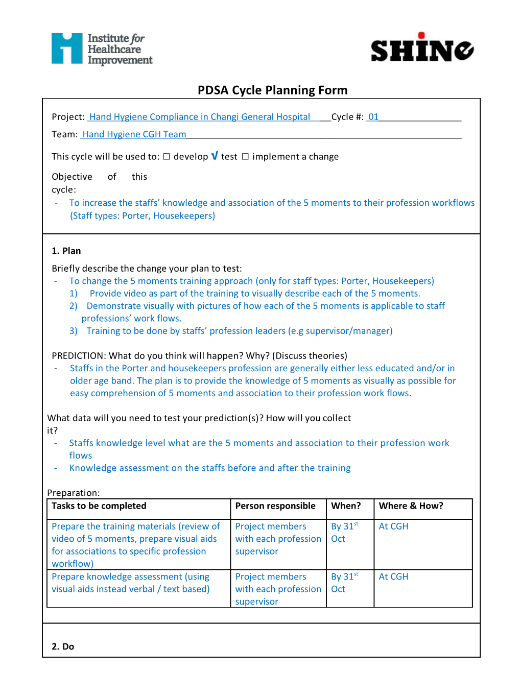 PDSA Cycle Planning Form