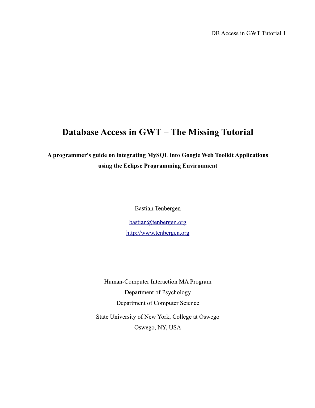 Database Access in GWT – the Missing Tutorial