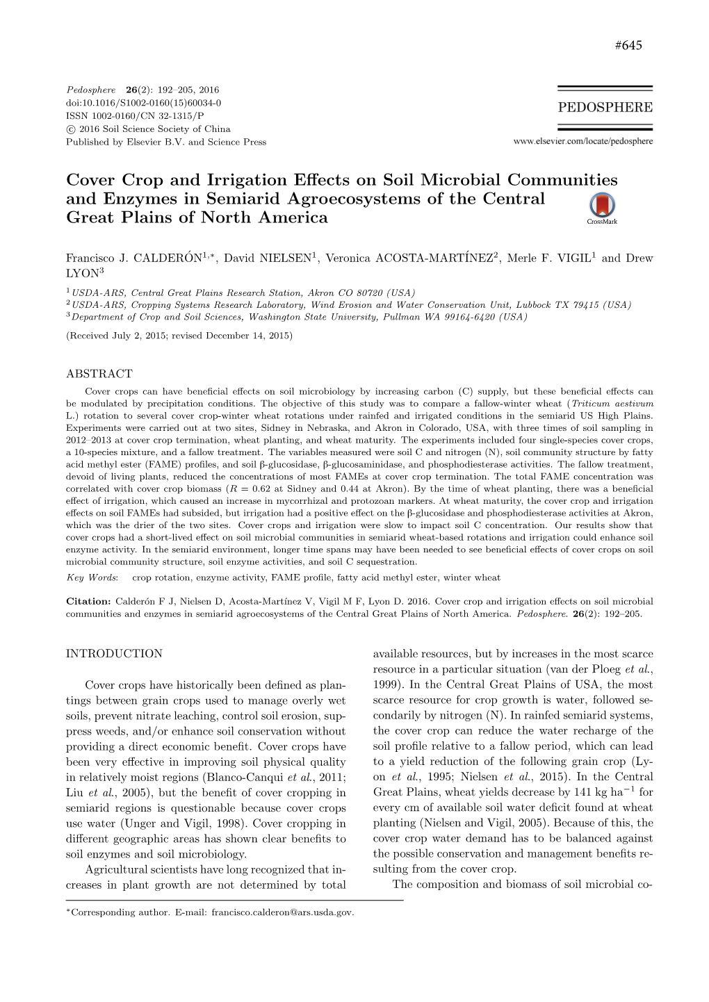 Cover Crop and Irrigation Effects on Soil Microbial Communities And