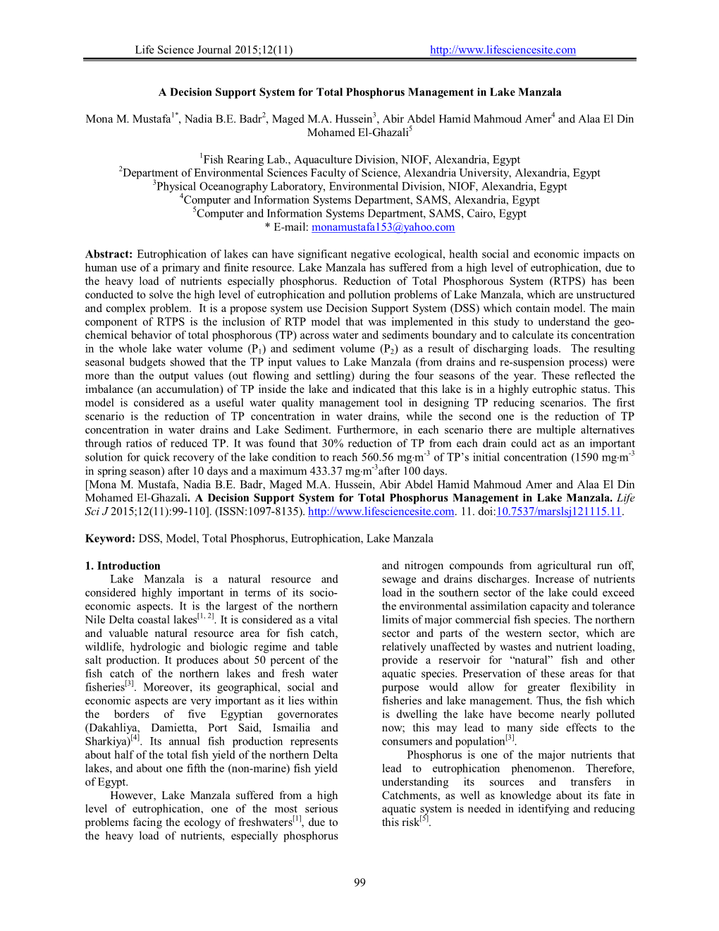 Life Science Journal 2015;12(11) 99 A