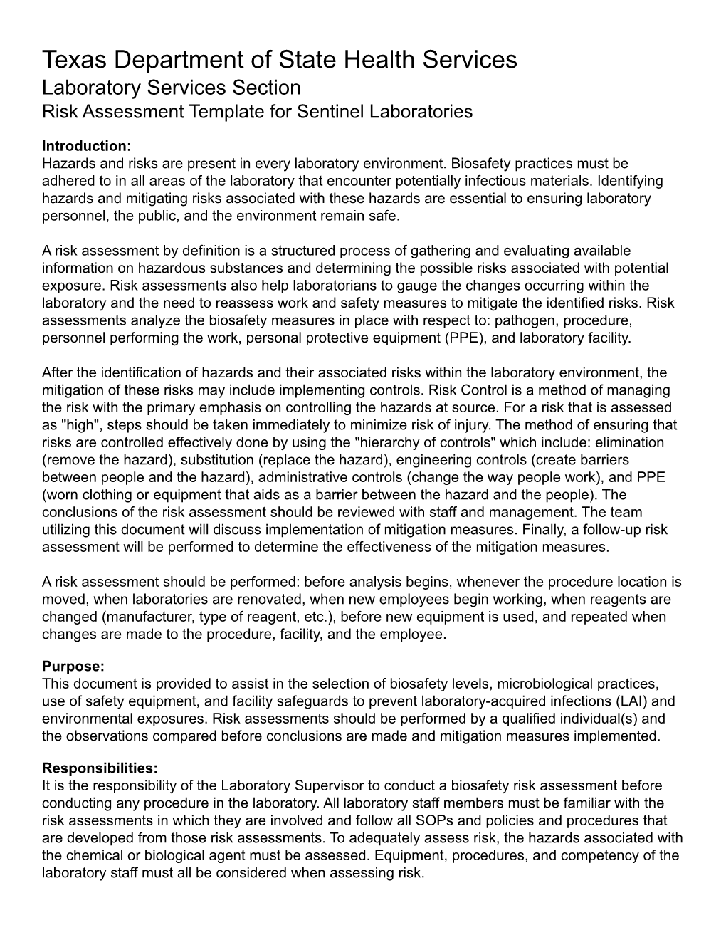 DSHS Sentinel LRN Risk Assessment SAMPLE