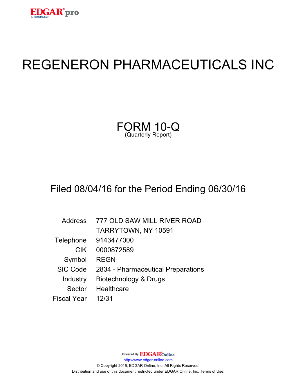 Regeneron Pharmaceuticals Inc