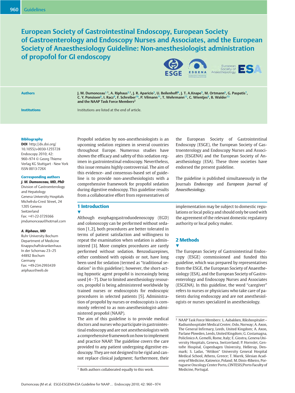 European Society of Gastrointestinal Endoscopy, European Society of Gastroenterology and Endoscopy Nurses and Associates, and Th