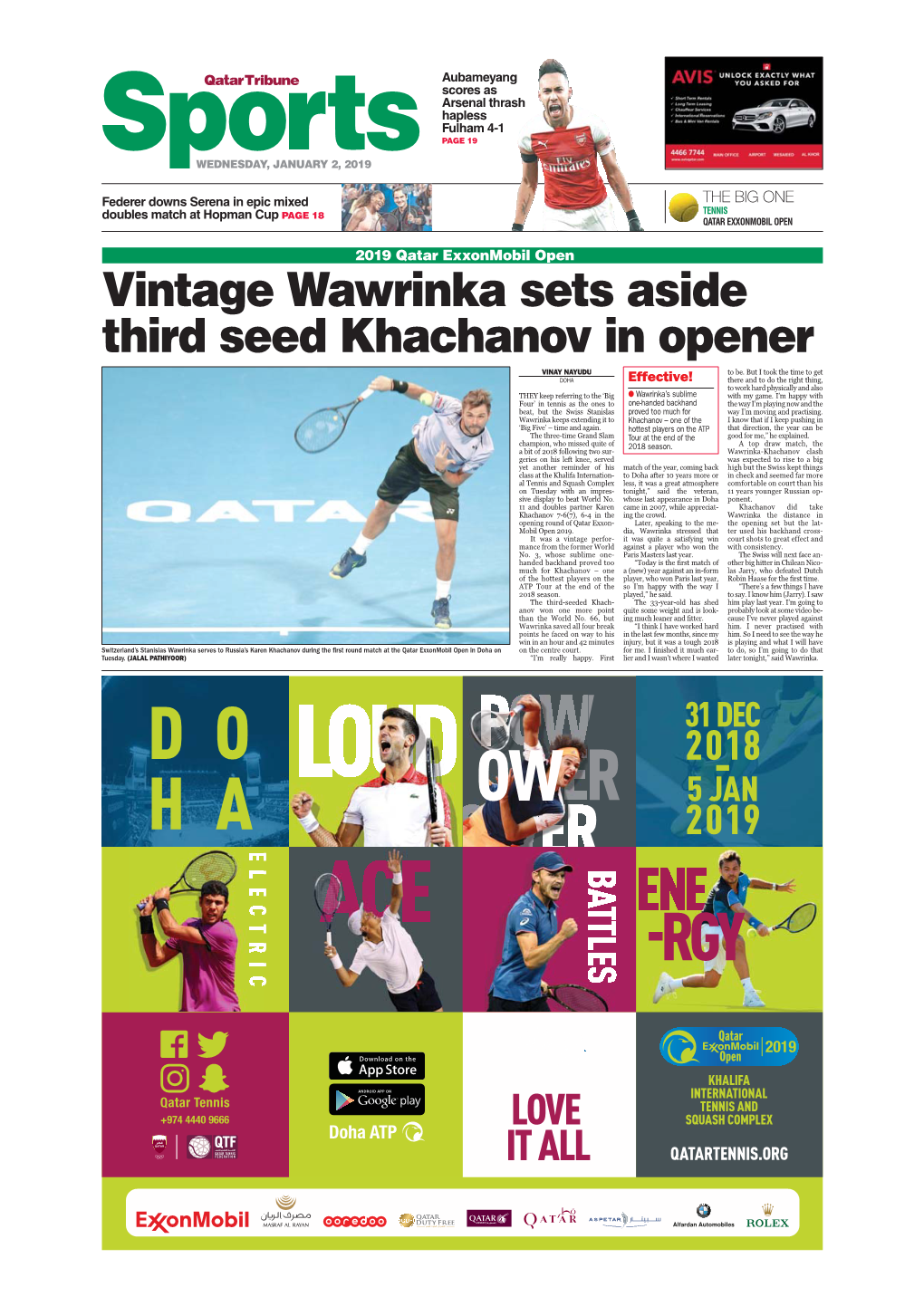 Vintage Wawrinka Sets Aside Third Seed Khachanov in Opener
