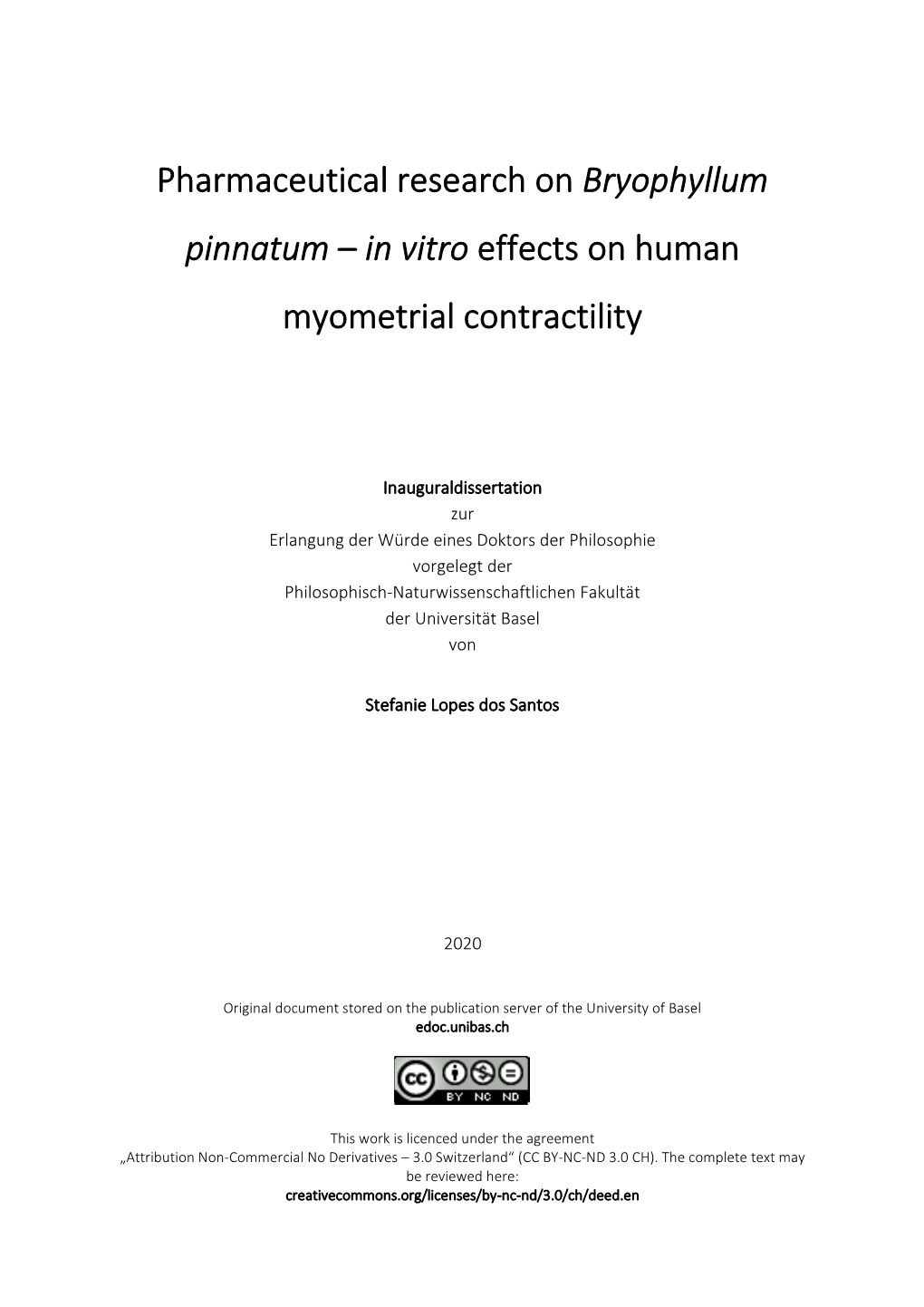 Bryophyllum Pinnatum – in Vitro Effects on Human