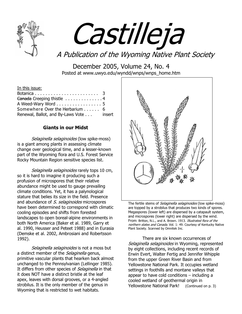 A Publication of the Wyoming Native Plant Society