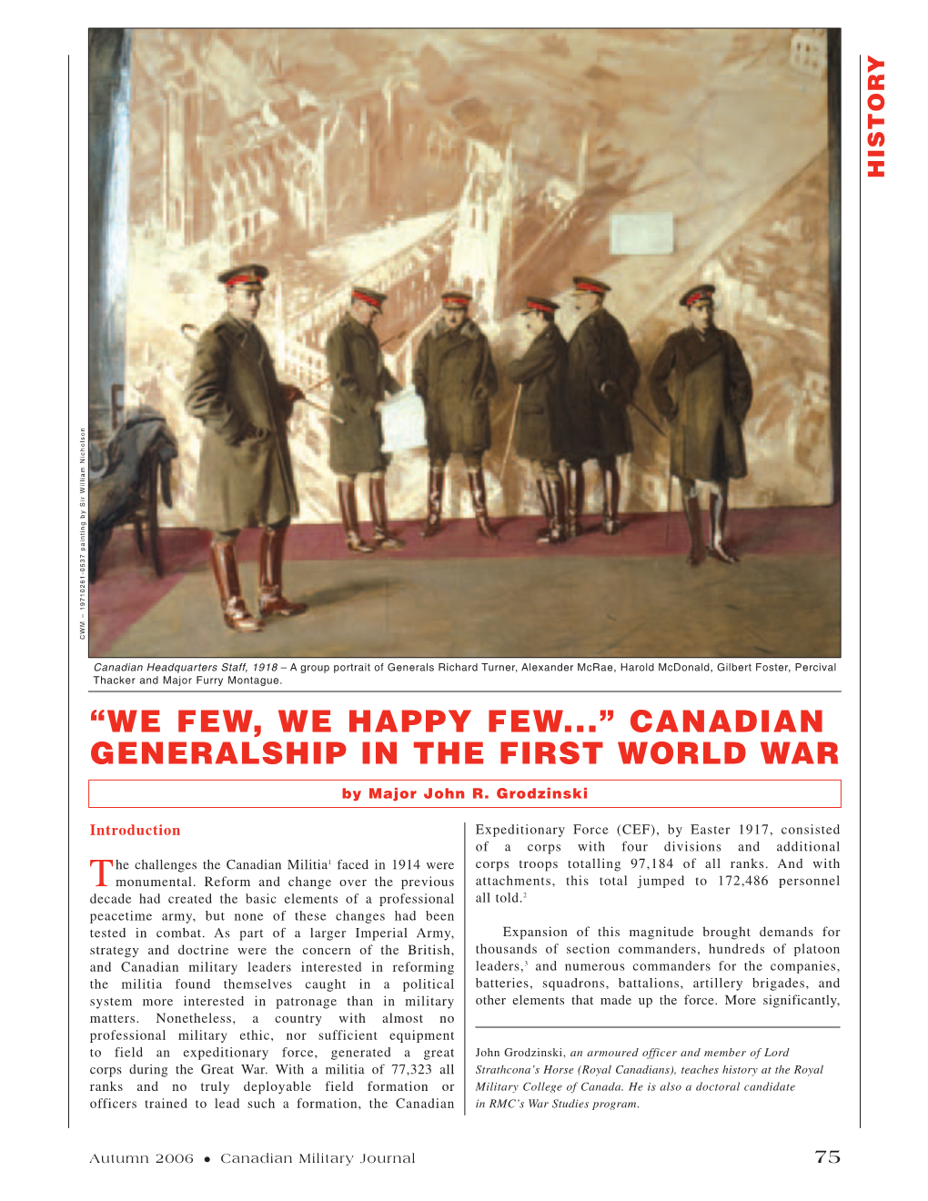Canadian Generalship in the First World War