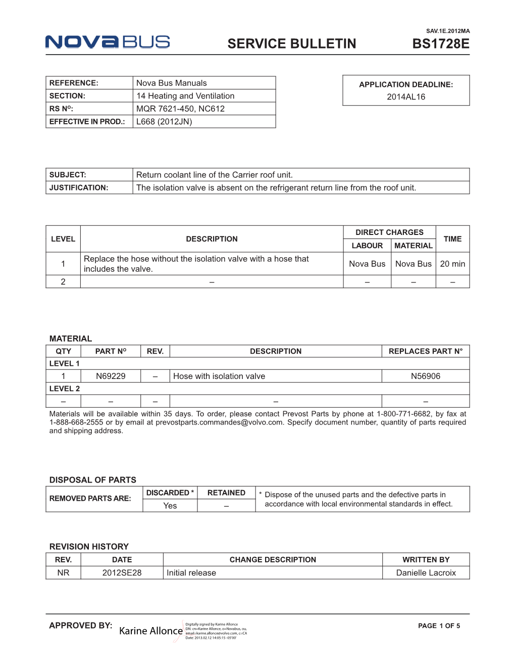 Bs1728e Service Bulletin