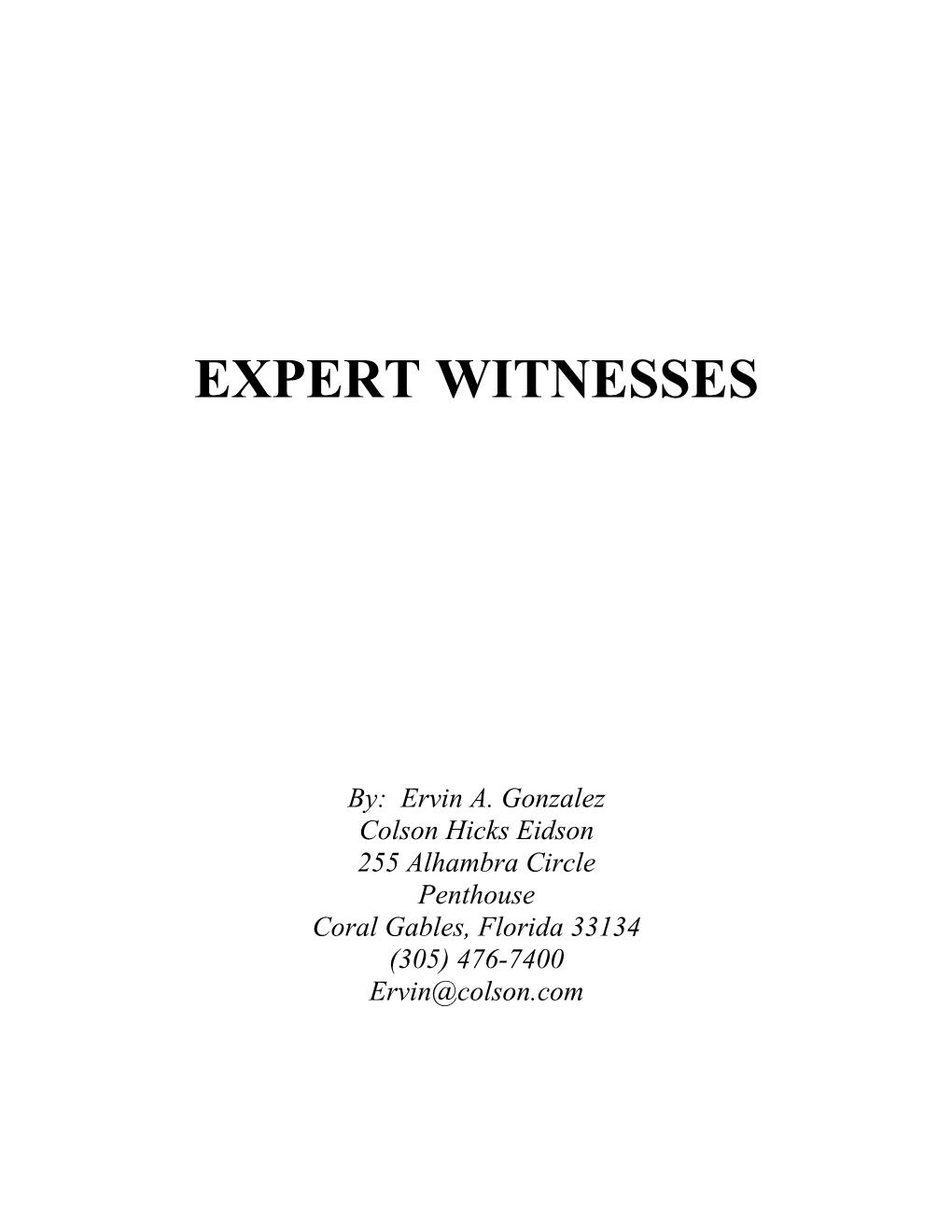 Expert Witnesses