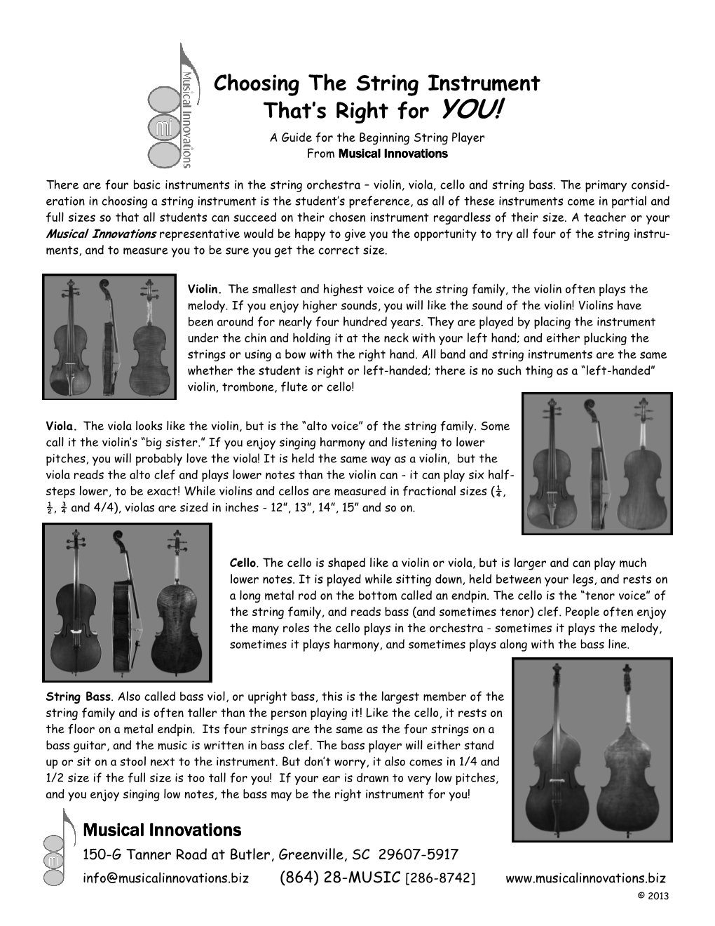 Choosing the Right String Instrument