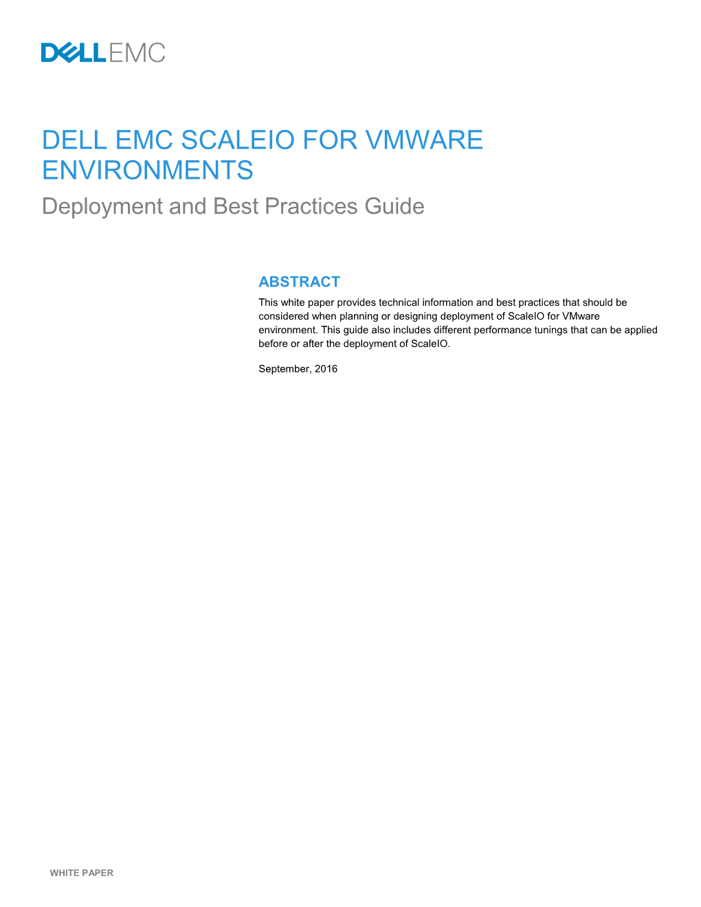 EMC Scaleio for Vmware Vsphere Environments