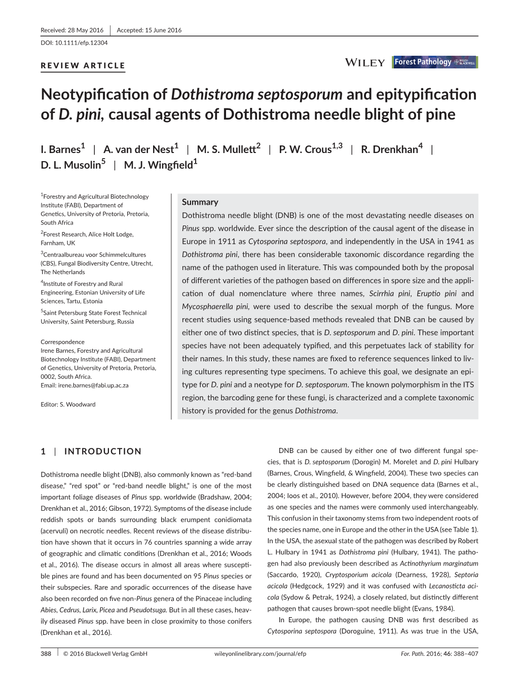 Pini, Causal Agents of Dothistroma Needle Blight of Pine