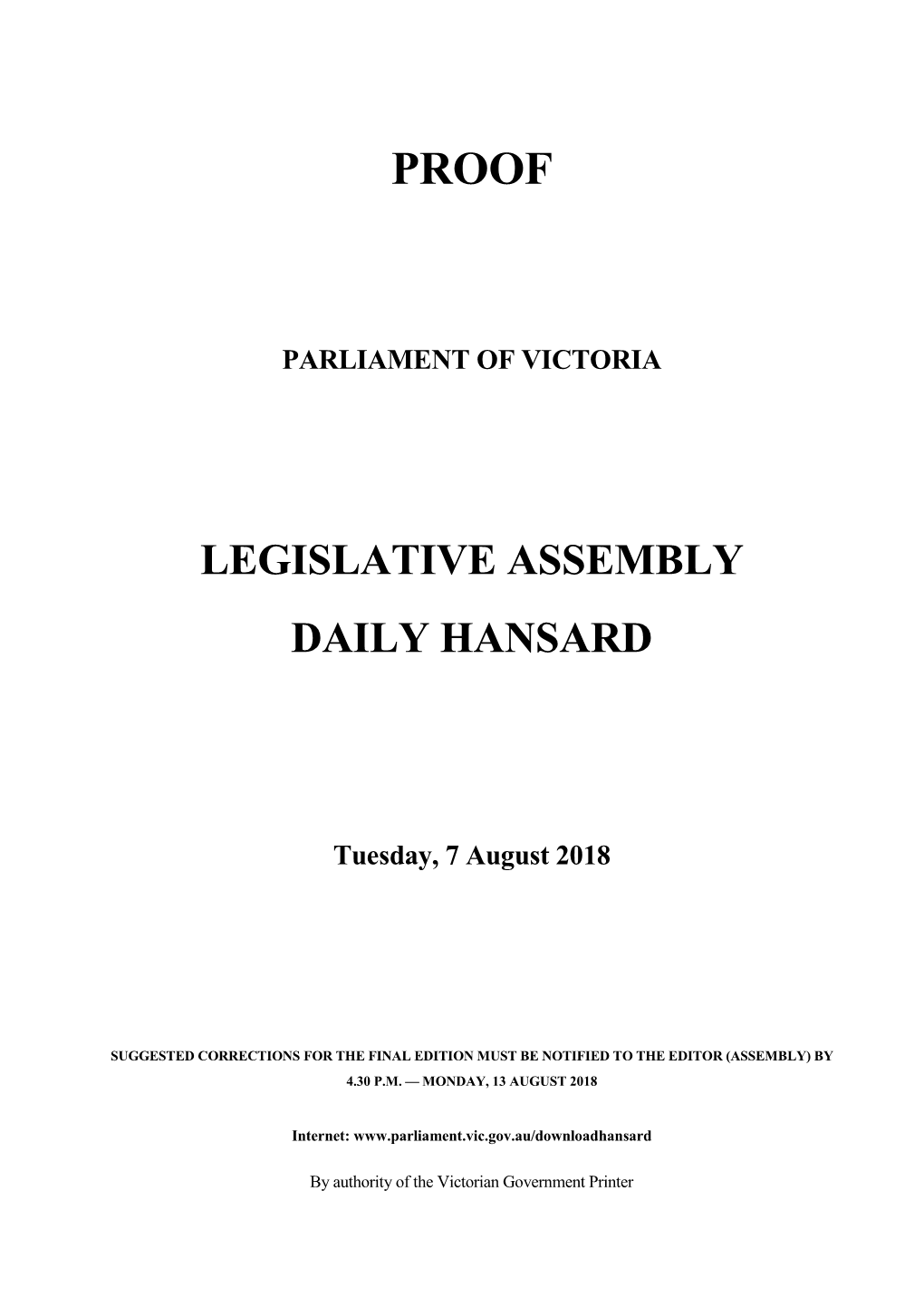 Legislative Assembly Daily Hansard