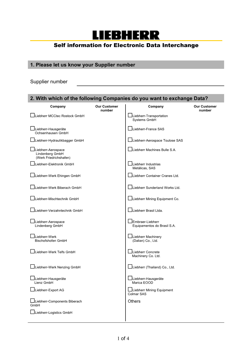 Self Information for Electronic Data Interchange