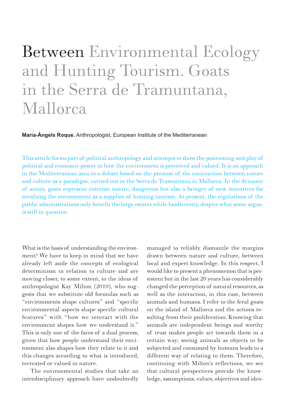 And Hunting Tourism. Goats in the Serra De Tramuntana, Mallorca