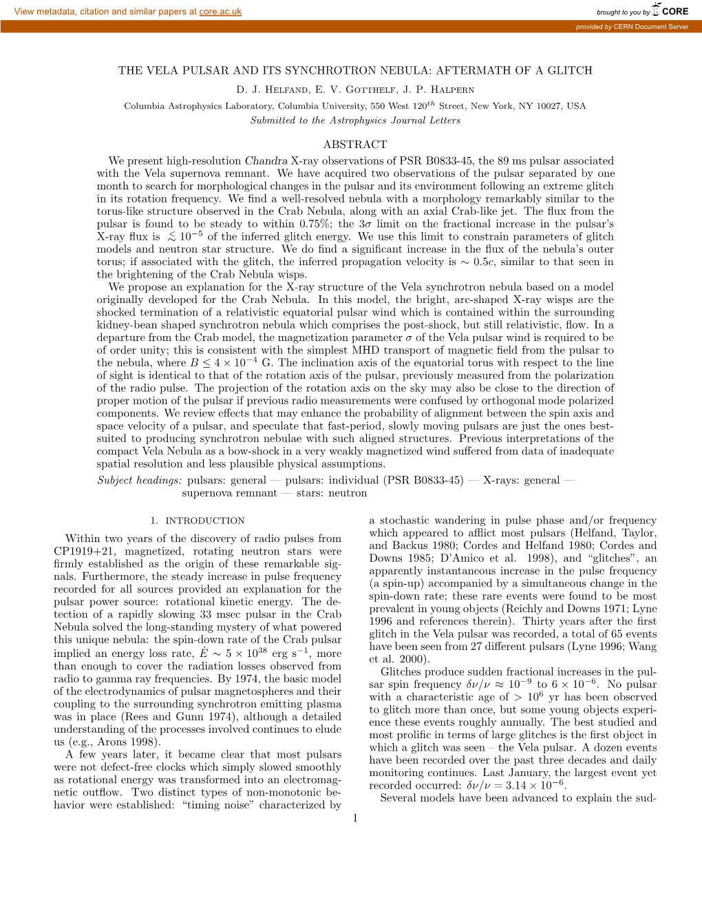 The Vela Pulsar and Its Synchrotron Nebula: Aftermath of a Glitch D