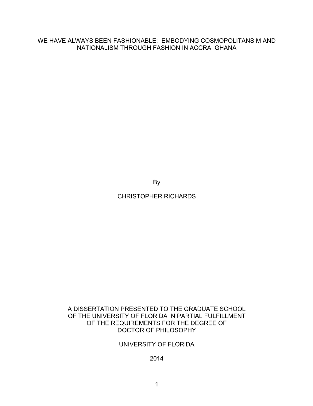 University of Florida Thesis Or Dissertation Formatting