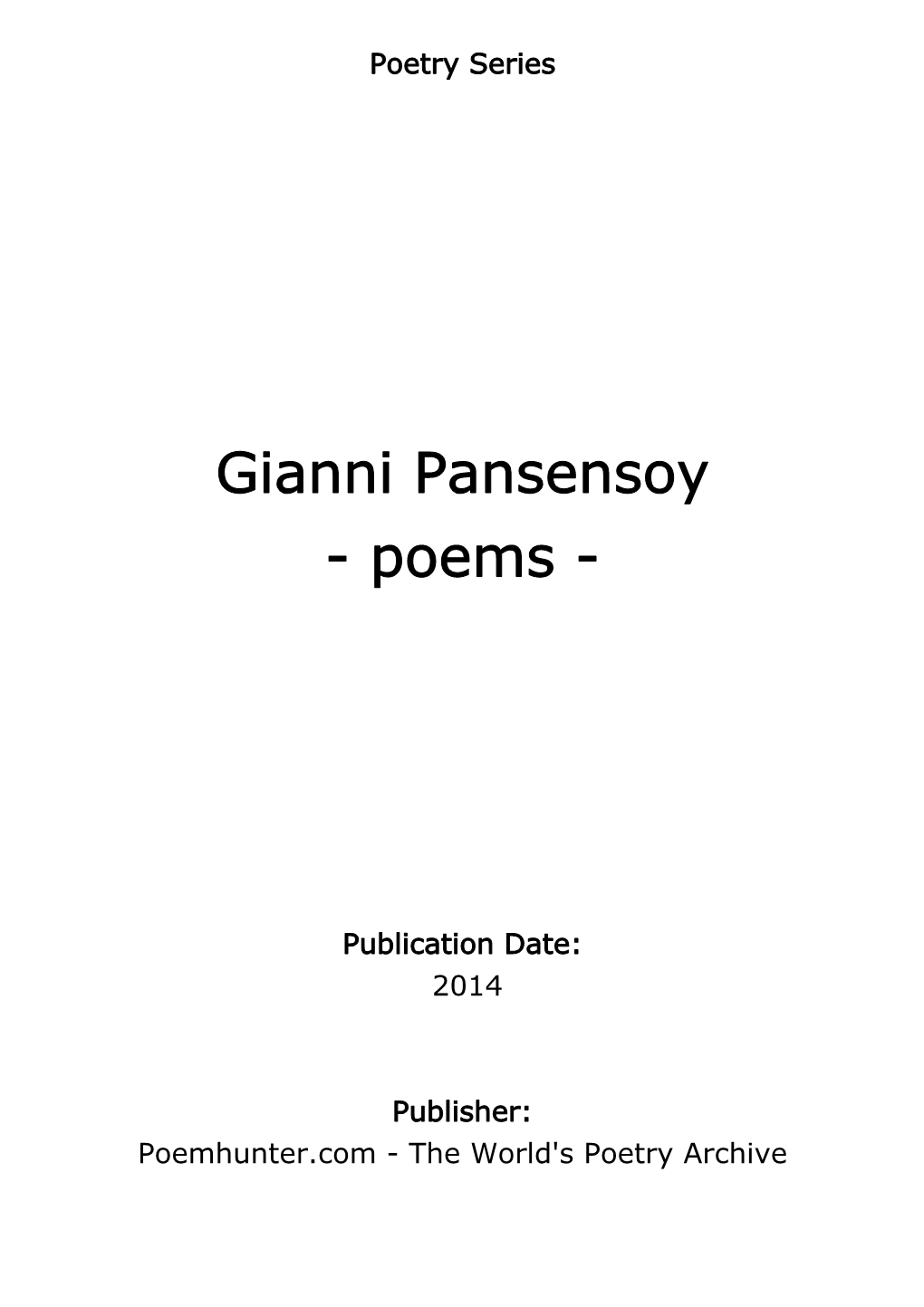 Gianni Pansensoy - Poems