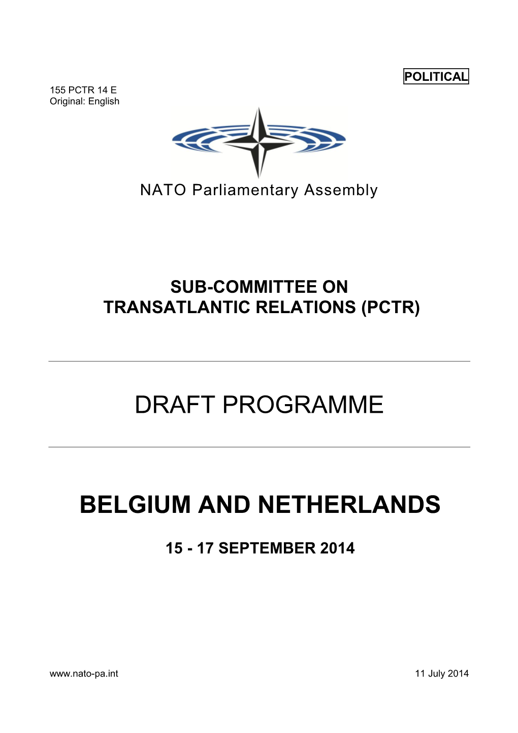 Draft Programme Belgium and Netherlands