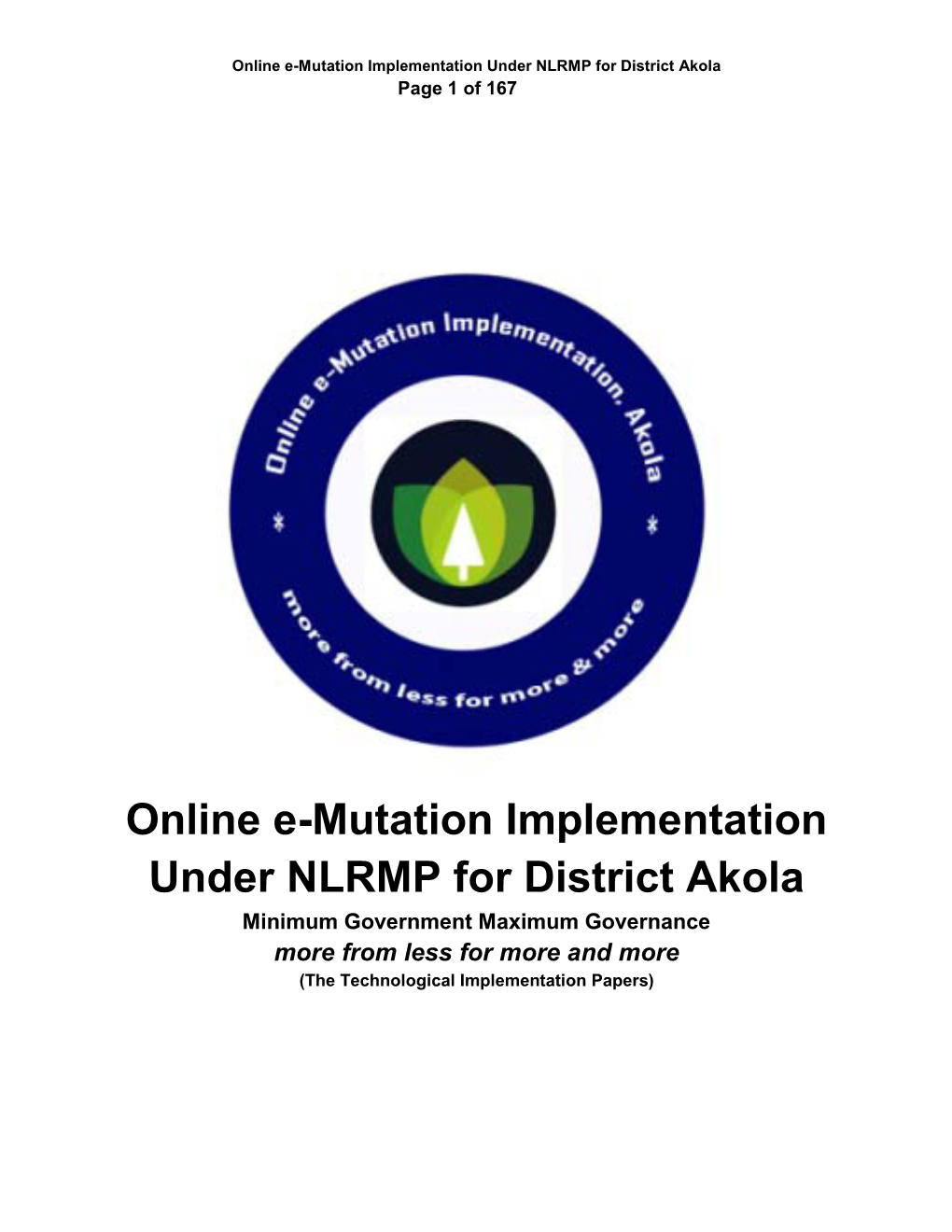 Online E-Mutation Implementation Under NLRMP for District Akola Page 1 of 167