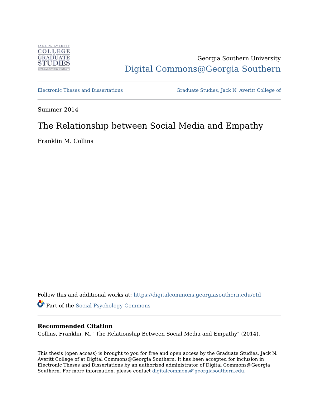 The Relationship Between Social Media and Empathy