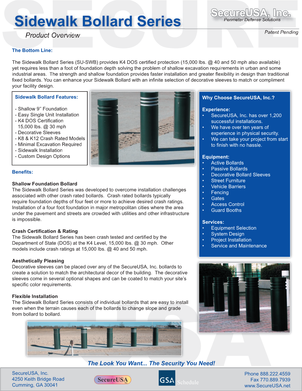 Sidewalk Bollard Series Perimeter Defense Solutions Product Overview Patent Pending