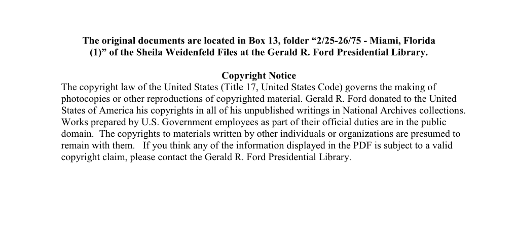 Miami, Florida (1)” of the Sheila Weidenfeld Files at the Gerald R