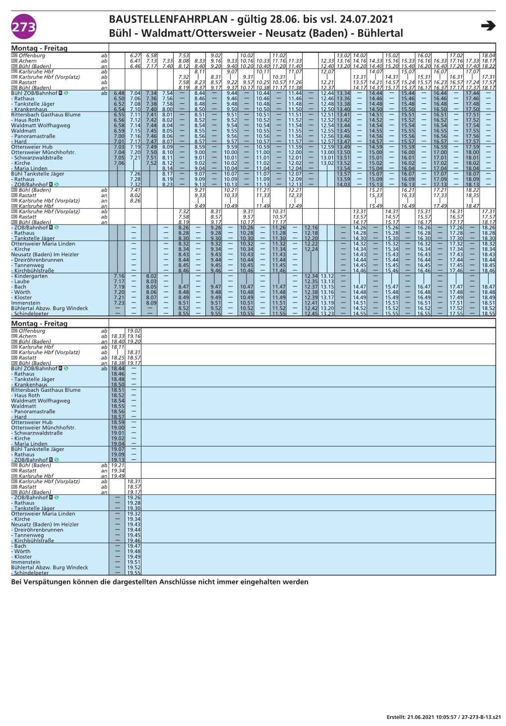 BAUSTELLENFAHRPLAN - Gültig 28.06