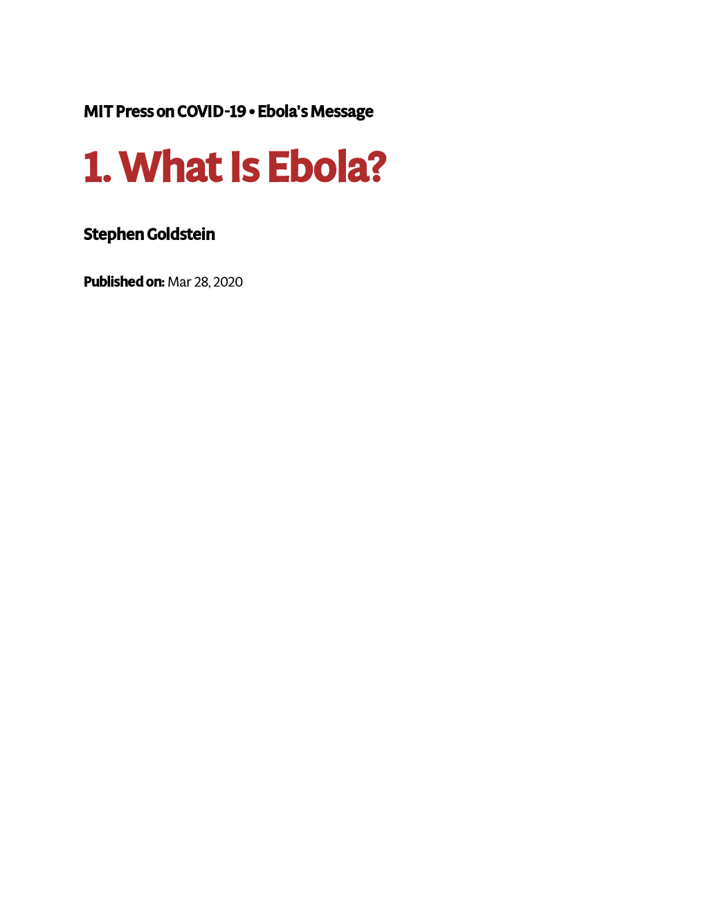 1. What Is Ebola?