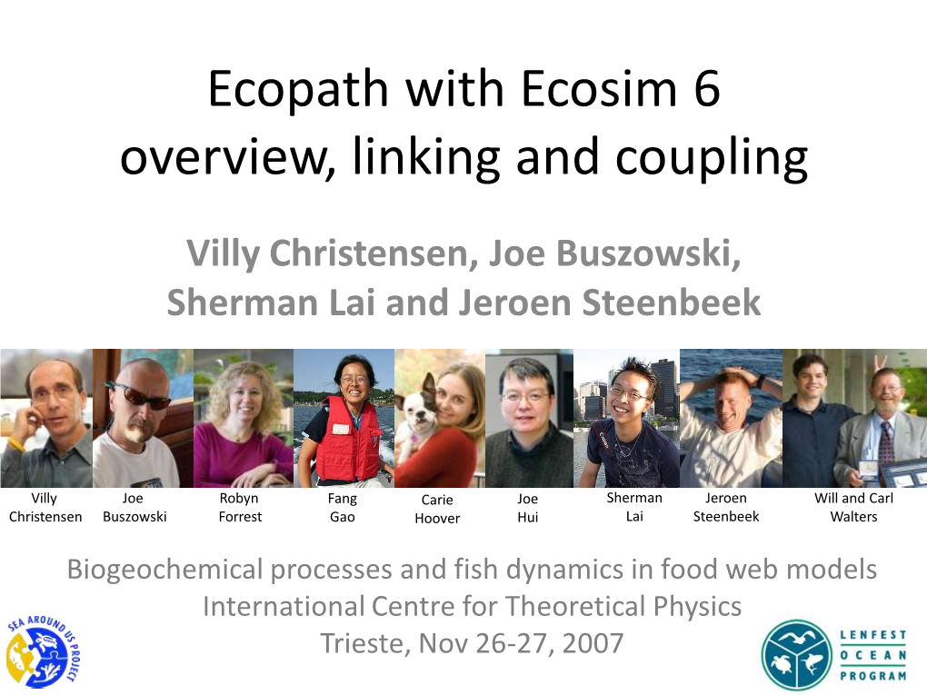 Ecosystem Models – Ecopath with Ecosim