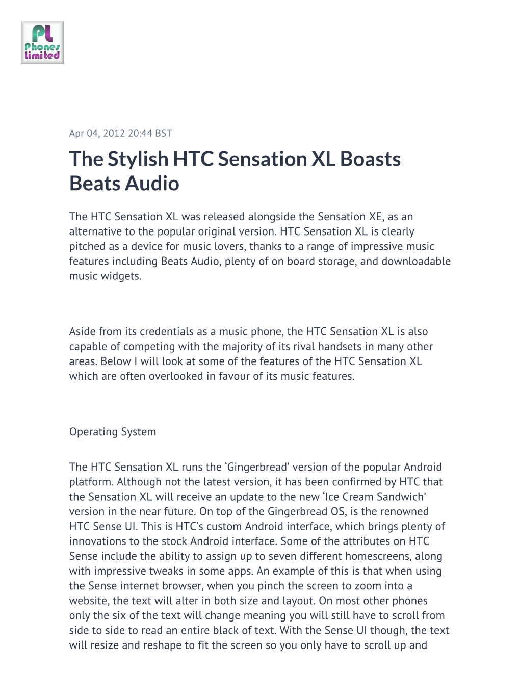 The Stylish HTC Sensation XL Boasts Beats Audio