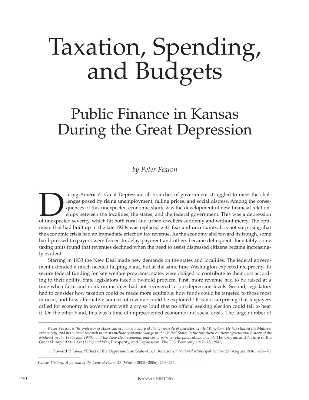 Taxation, Spending, and Budgets